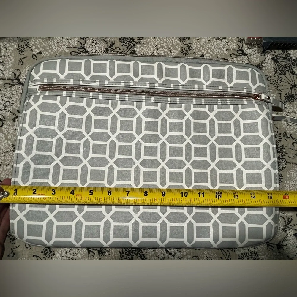 Studio C Gray and White Laptop Bag with Gold Accents